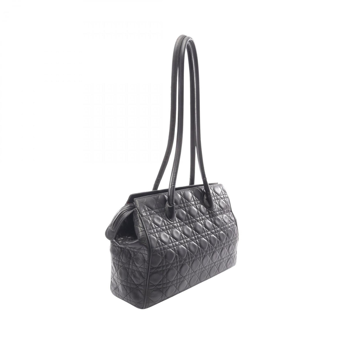 Dior Lady Christian Dior Cannage Shoulder Bag Black leather 2101219789828