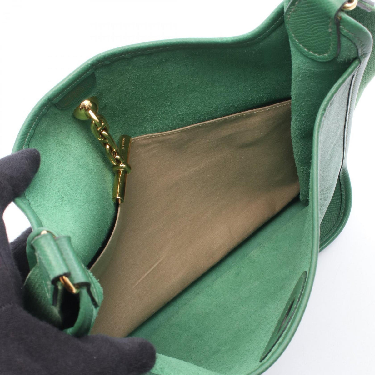 HERMES Vespa PM Shoulder Bag Green Courchevel leather 2120100031501