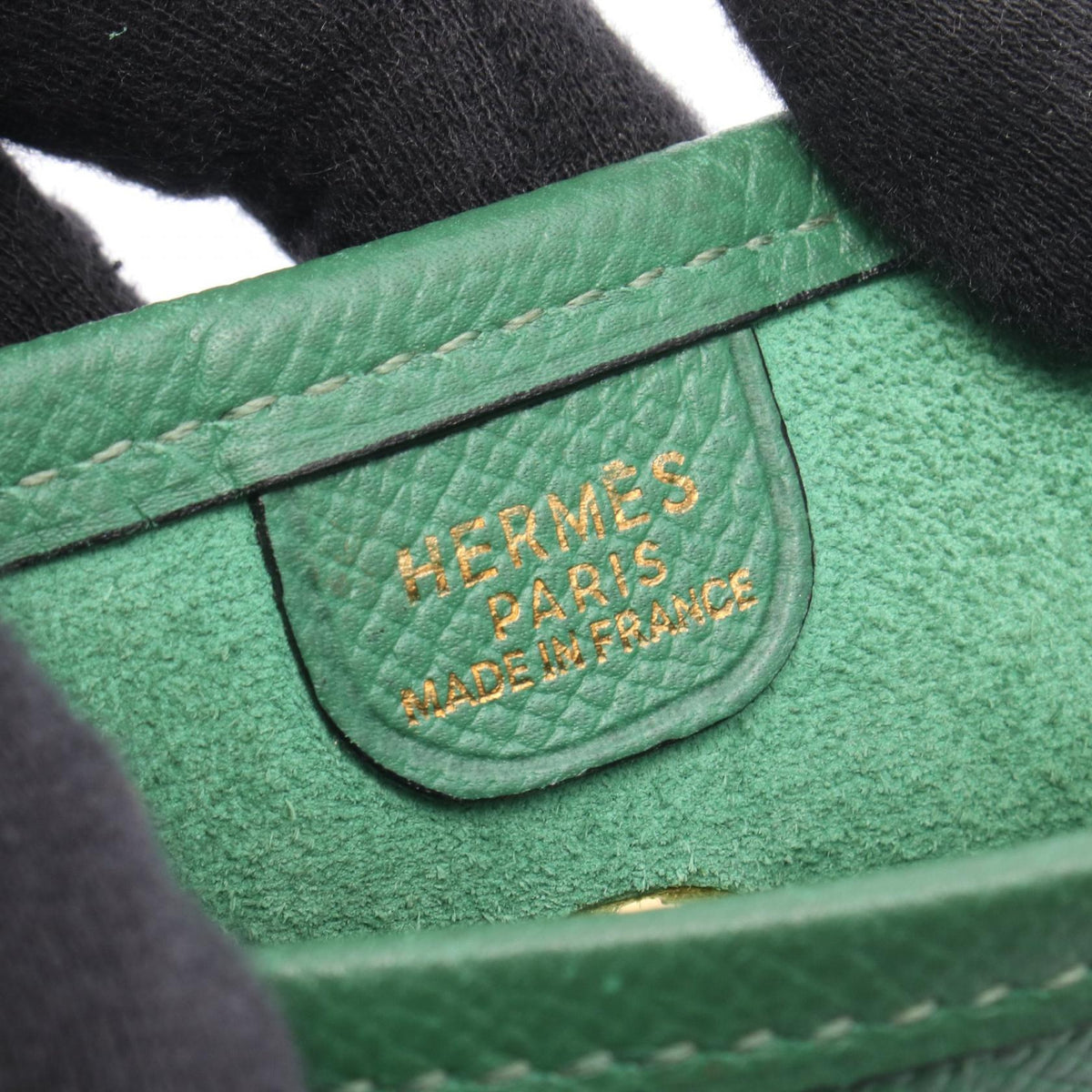 HERMES Vespa PM Shoulder Bag Green Courchevel leather 2120100031501