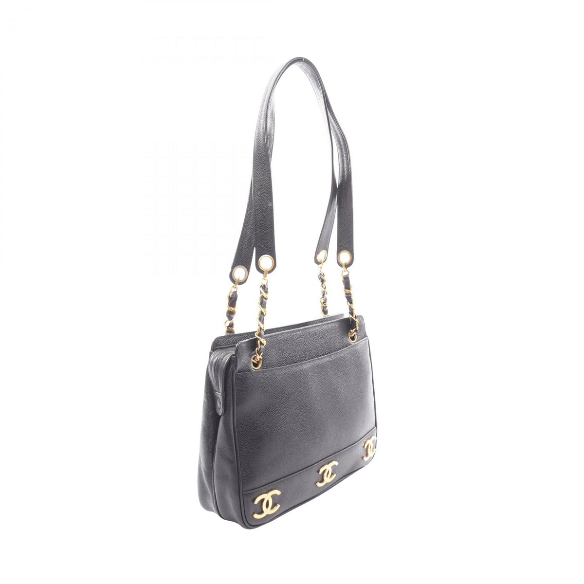 CHANEL Black Triple COCO Mark Grained Calfskin leather 2101219842868