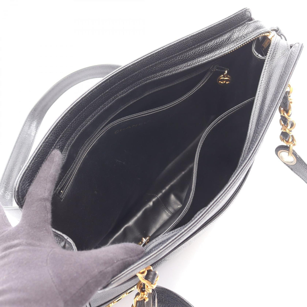 CHANEL Black Triple COCO Mark Grained Calfskin leather 2101219842868