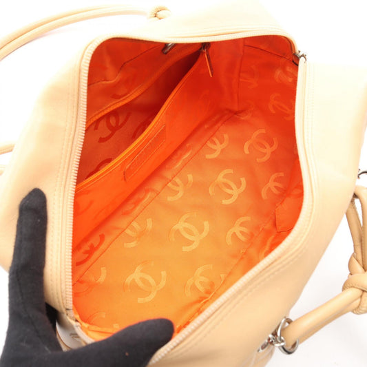 CHANEL Beige Cambon line bowling bag leather Patent leather 2101219620237