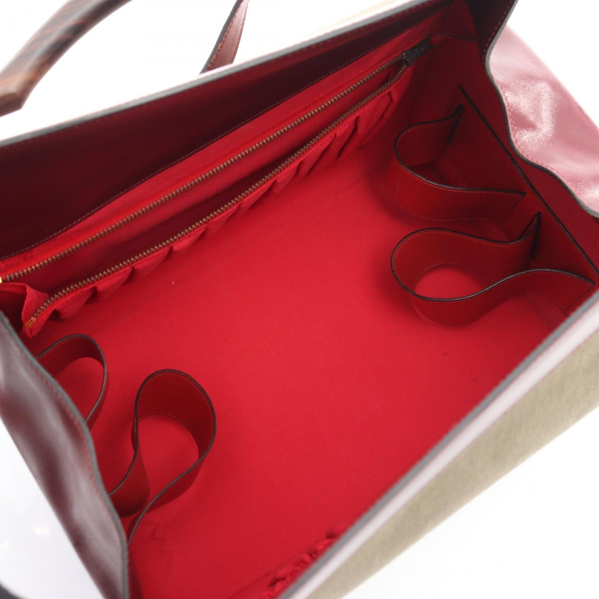 HERMES Cosmos Rouge H Shoulder BagRouge H Rouge H Beige/Bordeaux Toile officier Calfskin (cowhide) canvas 2101219657615