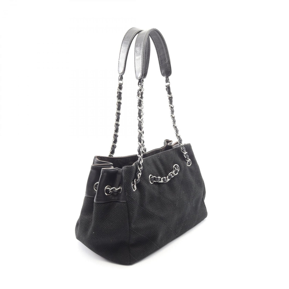 CHANEL Black V stitch canvas�leather 2101219674339