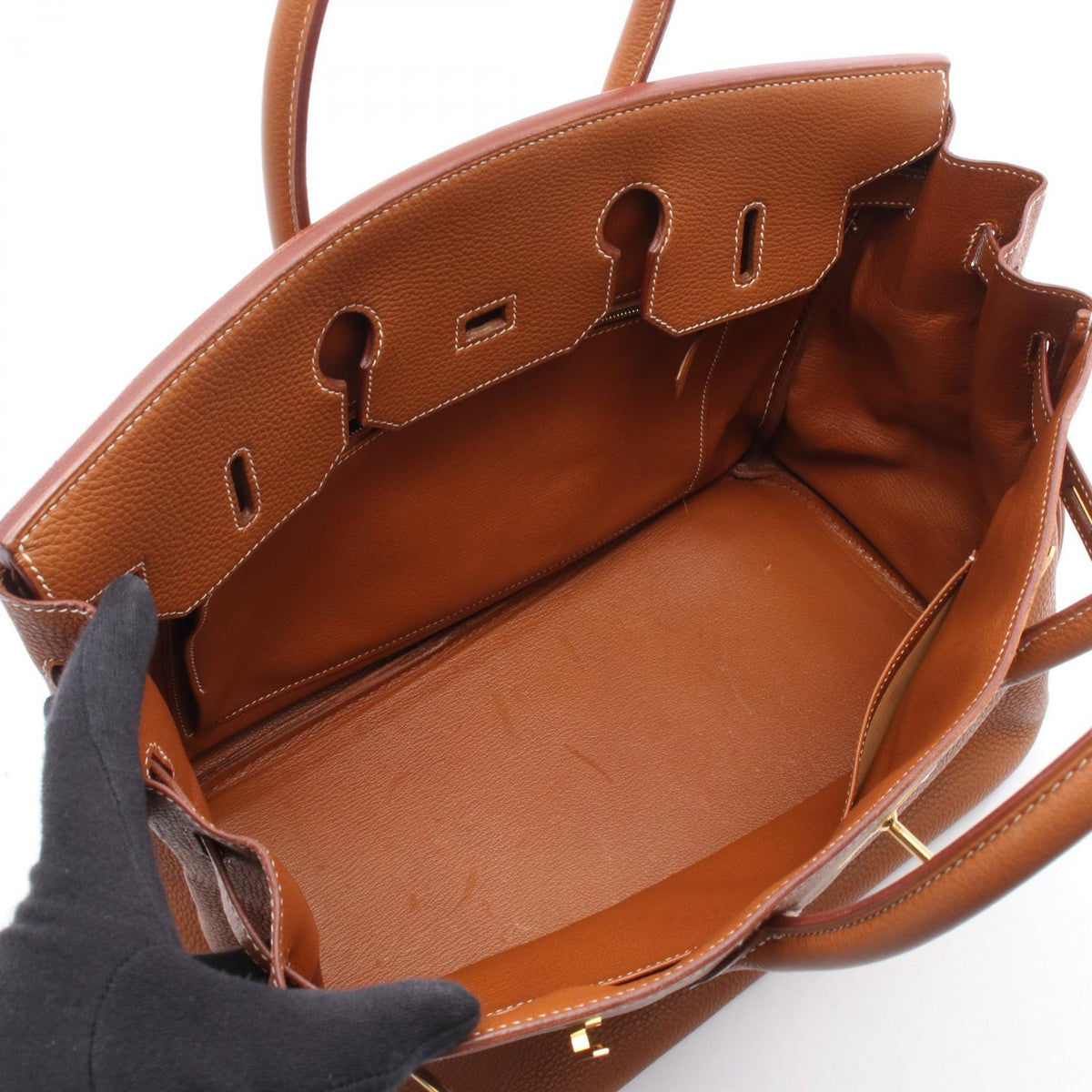 HERMES Birkin 35 Gold Handbag Brown Taurillon Clemence Other Taurillon Clemence 2101220101114