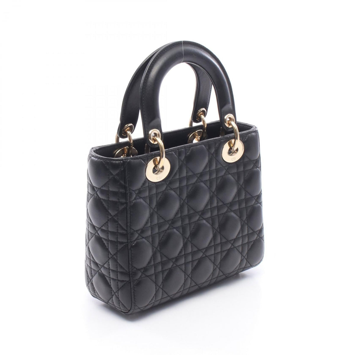 Dior My ABCDior Lady Christian Dior Small Cannage 2WAY Handbag Black leather 2101220102678