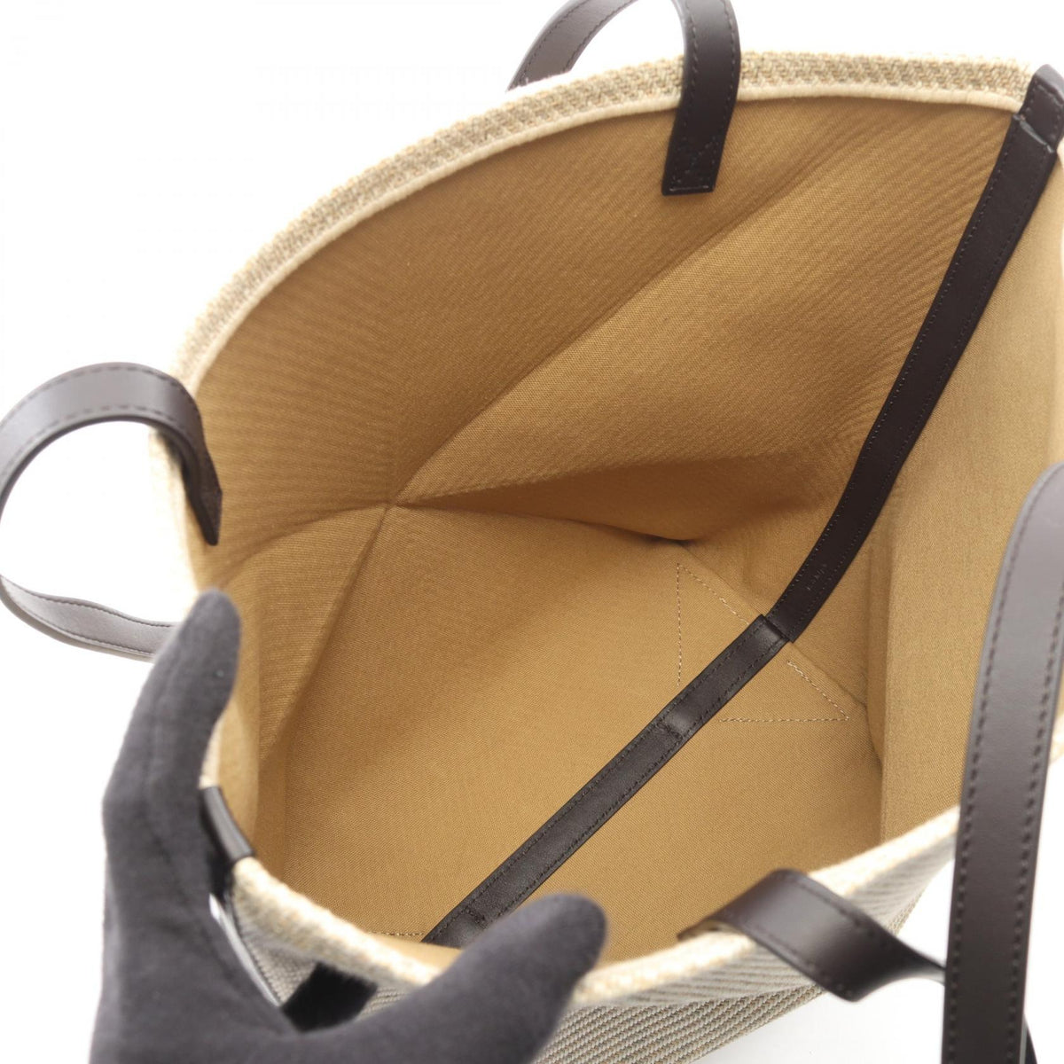 LOEWE Puzzlefold Tote Medium Tote Bag Beige/Brown canvas leather A779G50X34 2101220083663