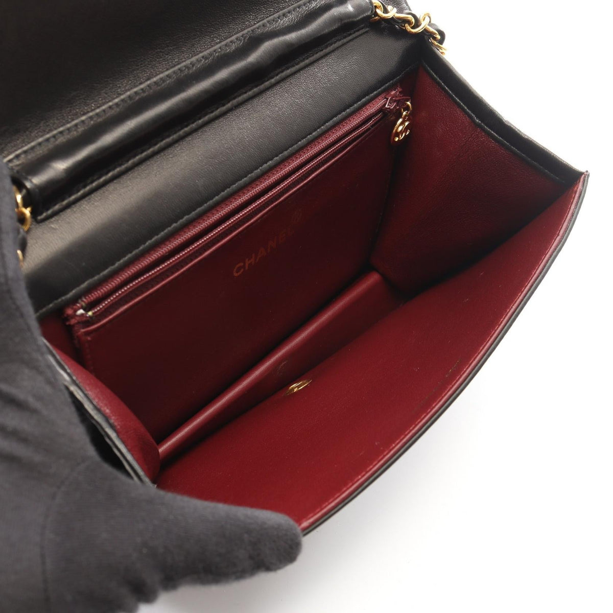 CHANEL Black Matelasse Full Flap Push Lock Lambskin (sheep leather) 2101220084578