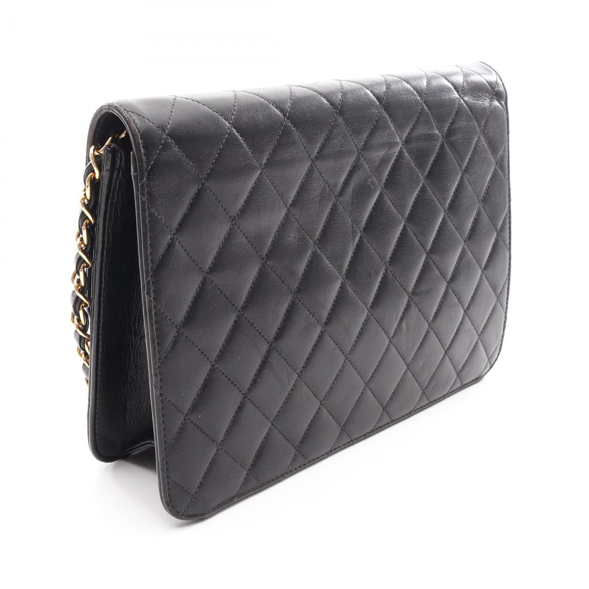 CHANEL Black Matelasse single flap Lambskin (sheep leather) 2101220084561