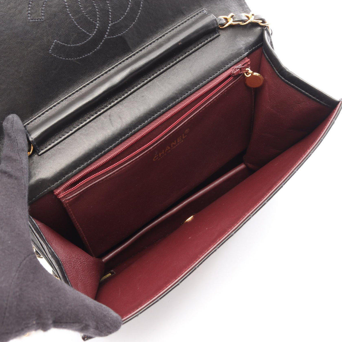 CHANEL Black Matelasse single flap Lambskin (sheep leather) 2101220084561