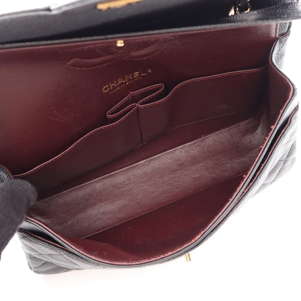 CHANEL Black Matelasse W flap Grained Calfskin leather 2101220083731