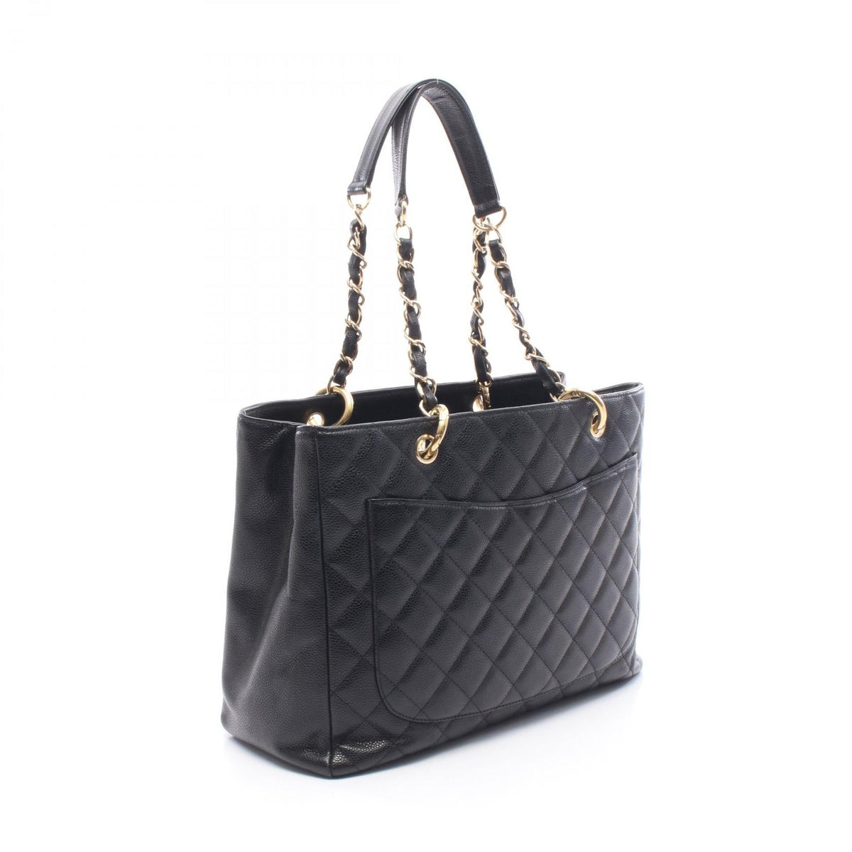 CHANEL Black Matelasse Grand Shopping GST Grained Calfskin leather 2101220084363