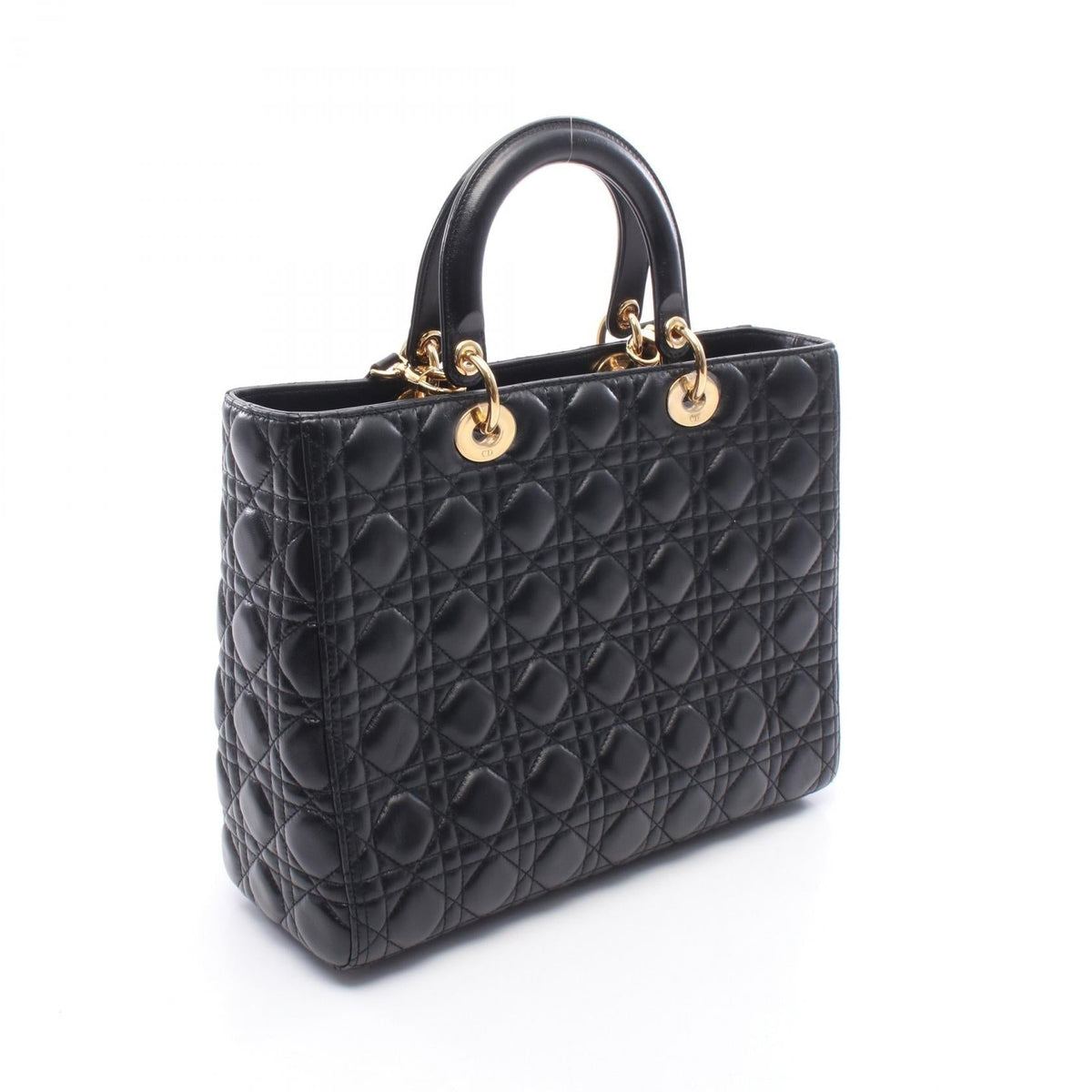 Dior Lady Christian Dior Large Cannage 2WAY Handbag Black leather 2101220084622