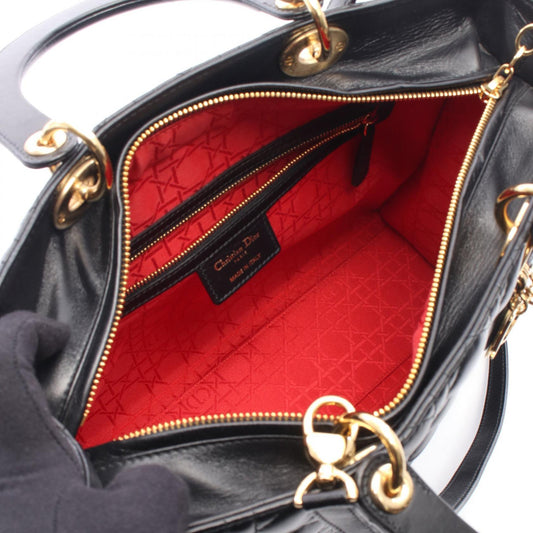 Dior Lady Christian Dior Large Cannage 2WAY Handbag Black leather 2101220084622