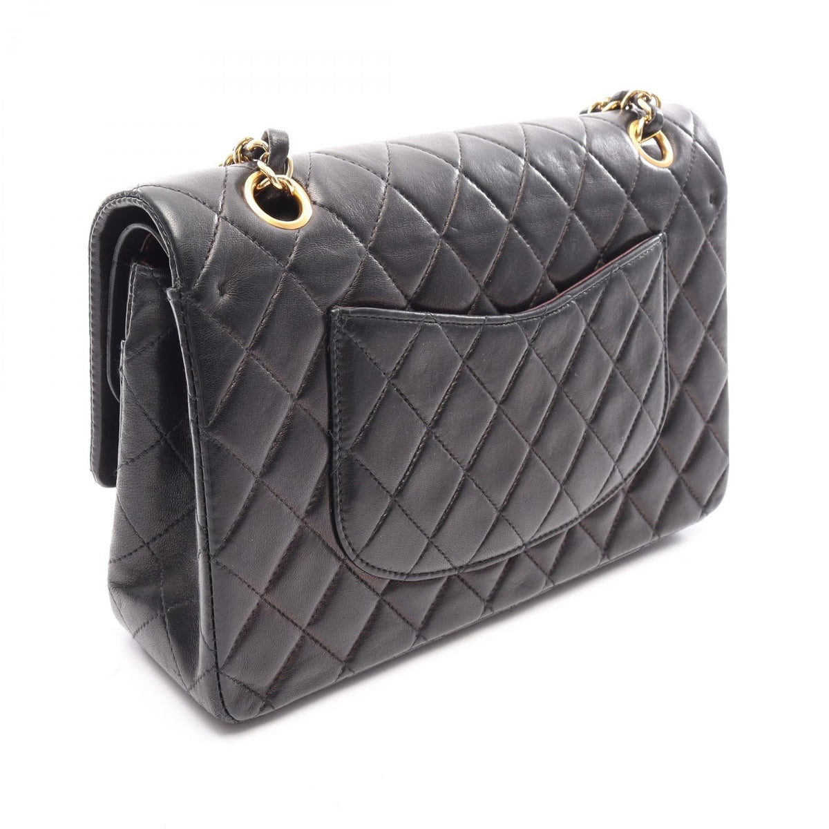 CHANEL Black Matelasse W flap Lambskin (sheep leather) 2101220084646