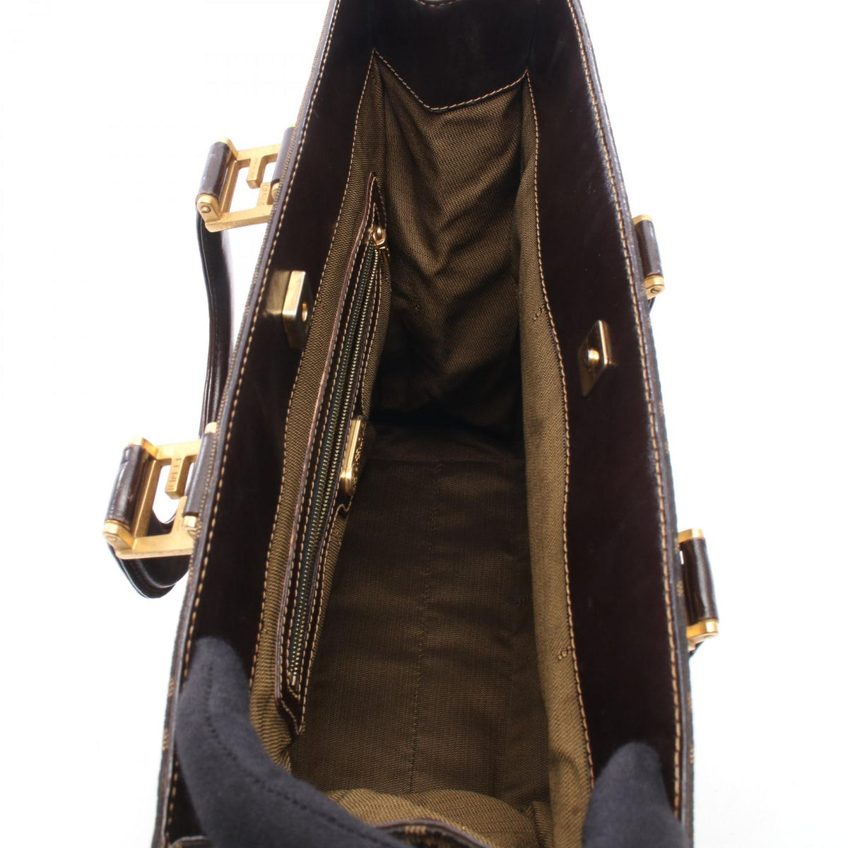 FENDI Zucca Tote Bag Brown canvas leather 2101220084981