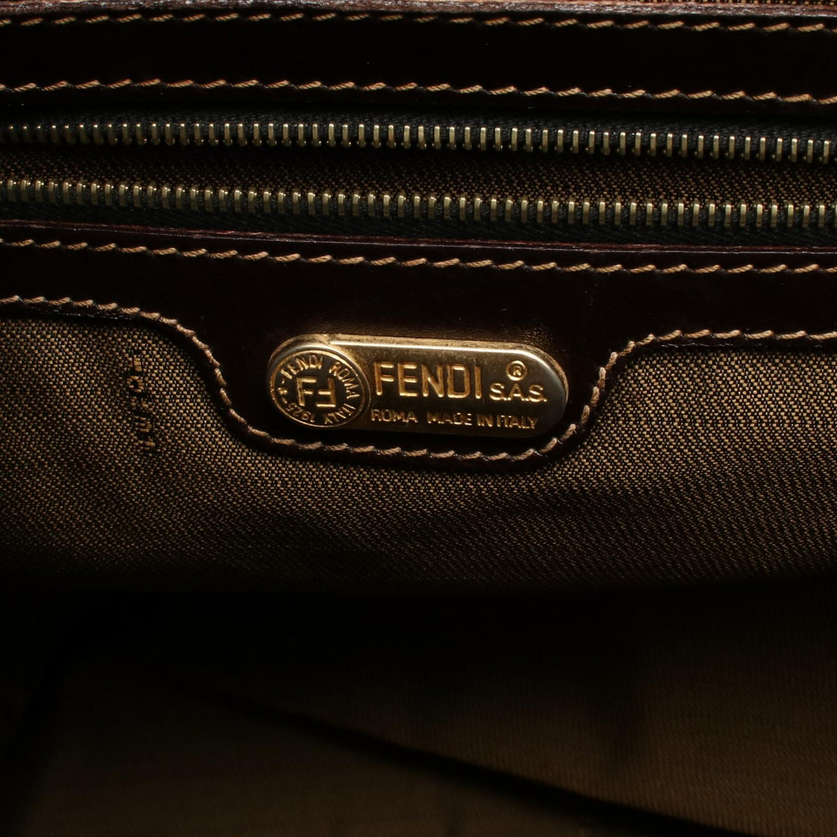 FENDI Zucca Tote Bag Brown canvas leather 2101220084981