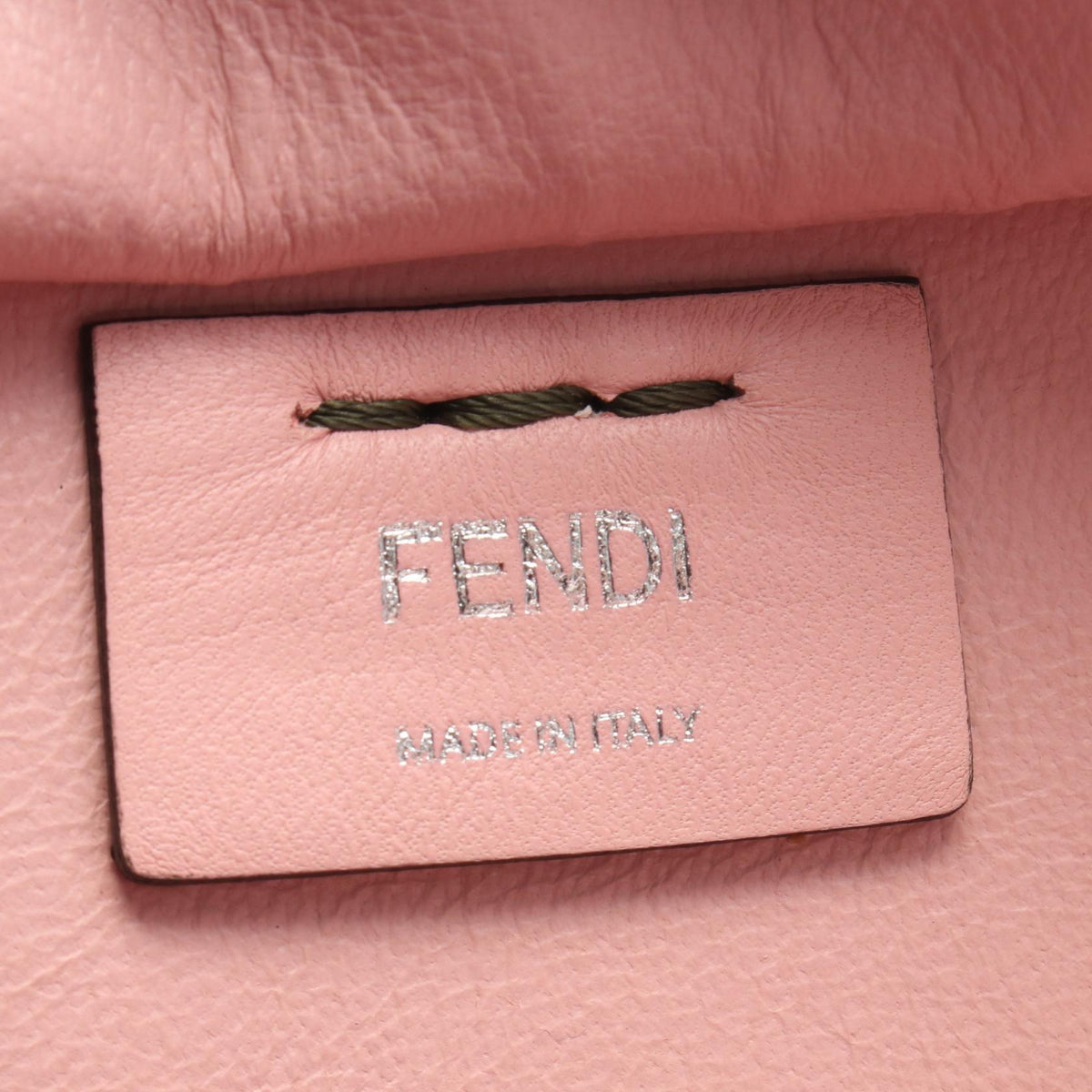 FENDI Trois Heors 2WAY Handbag Khaki/Pink leather 2101220085131