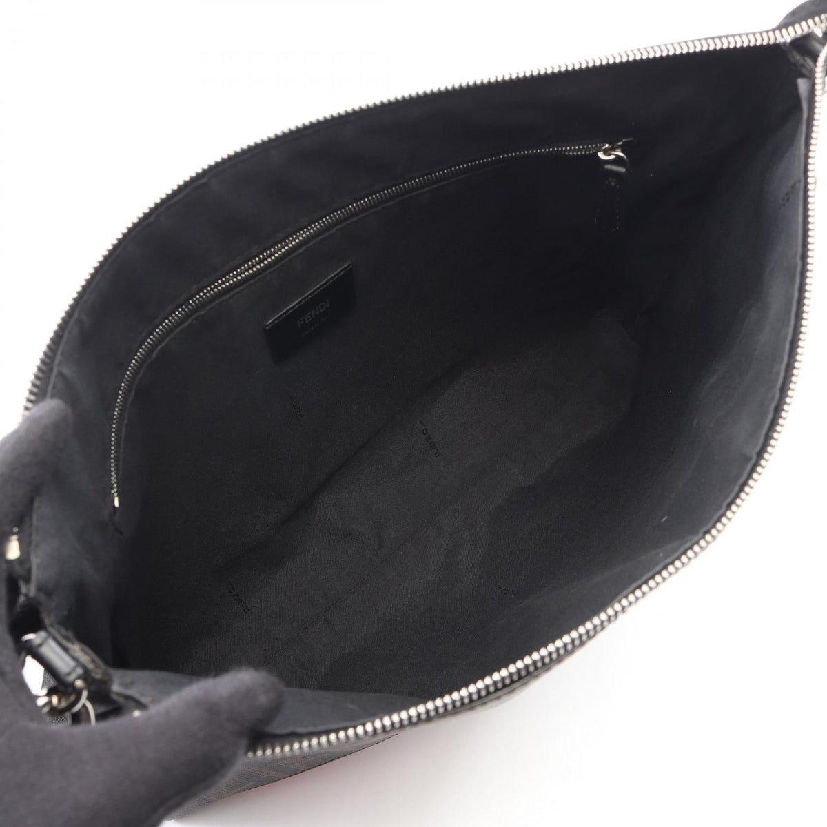 FENDI Zucca Shoulder Bag Black/Brown/Red PVC coated canvas leather 7VA470 2101220082840