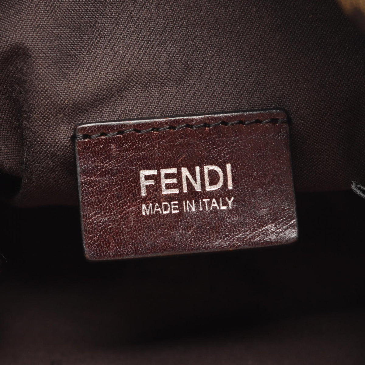 FENDI Zucca Shoulder Bag Black/Khaki canvas�leather 7VA230 2101220083090