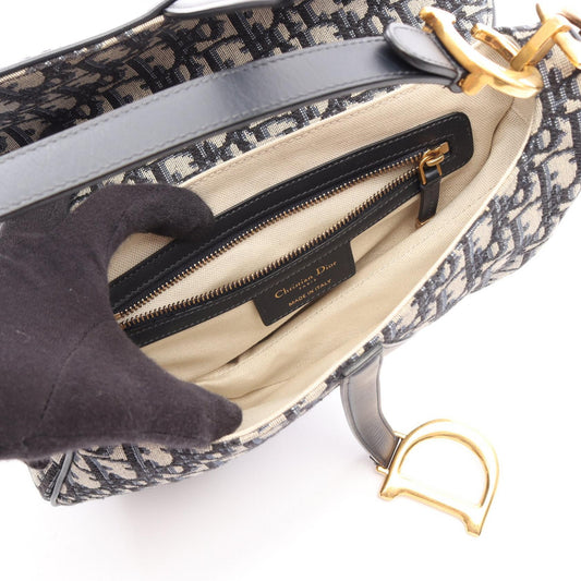 Dior Saddlebag in oblique jacquard Handbag Beige/Navy canvas leather 2101220083182
