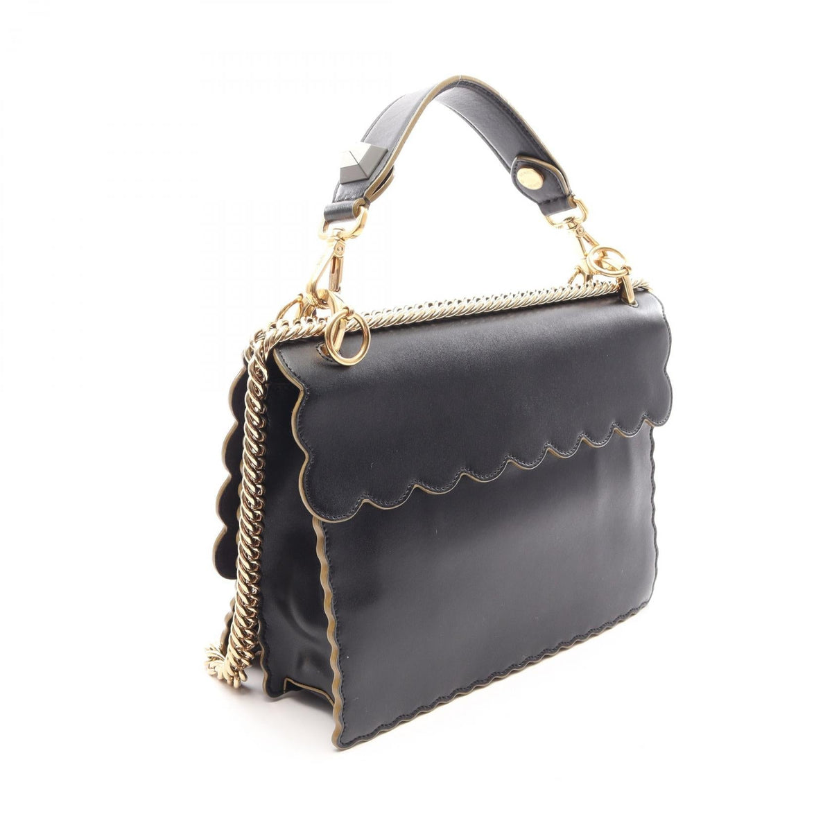 FENDI Canai Medium 2WAY Shoulder Bag Black leather 2101220083199