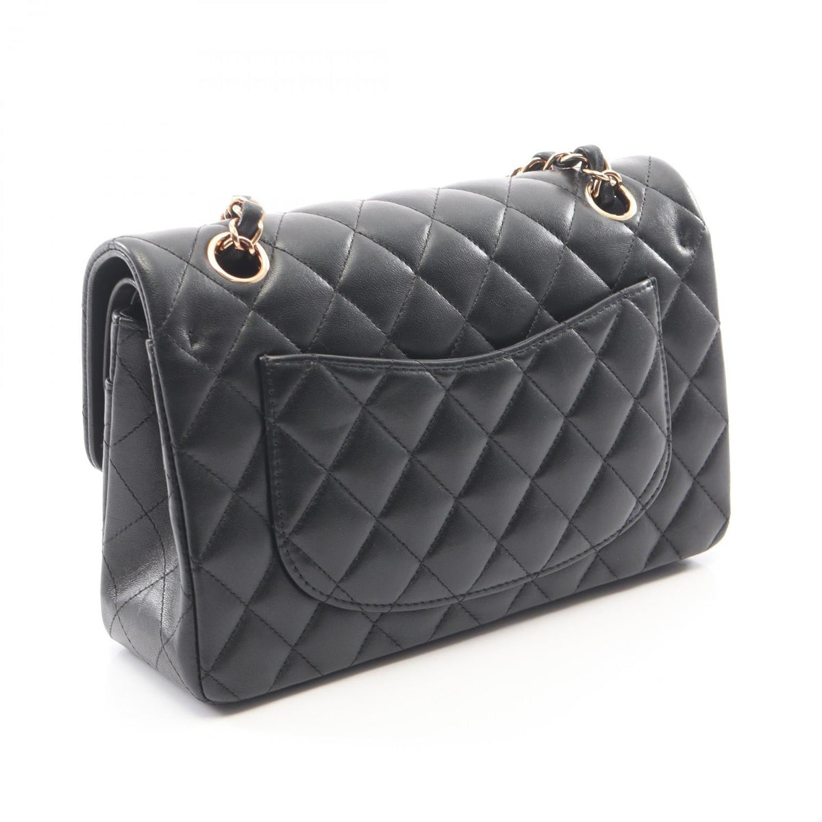 CHANEL Black Matelasse W flap Lambskin (sheep leather) 2101220083236
