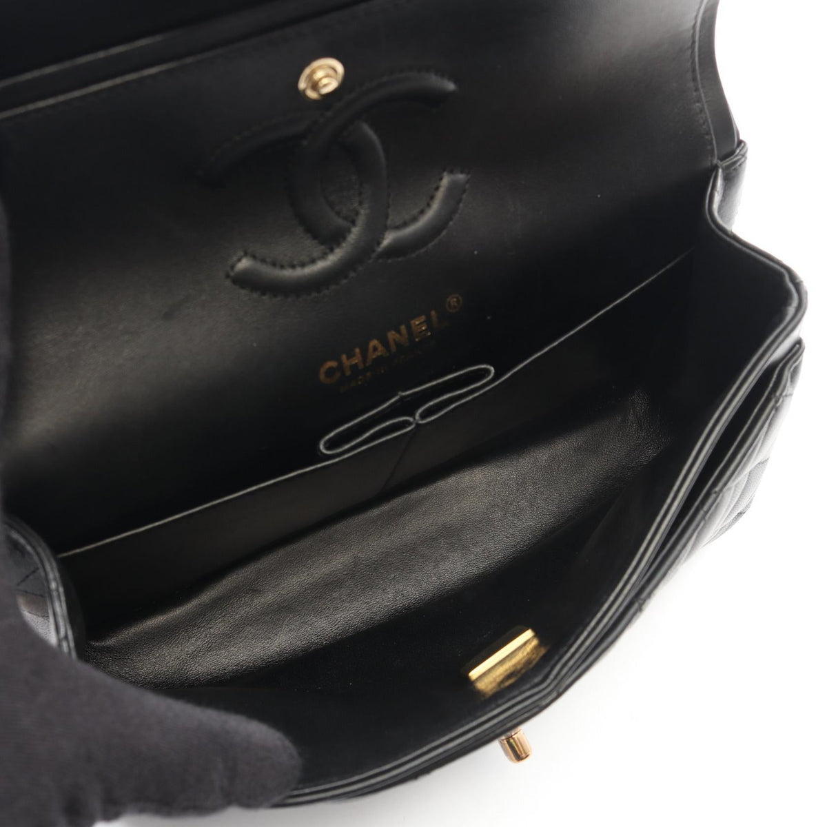 CHANEL Black Matelasse W flap Lambskin (sheep leather) 2101220083236
