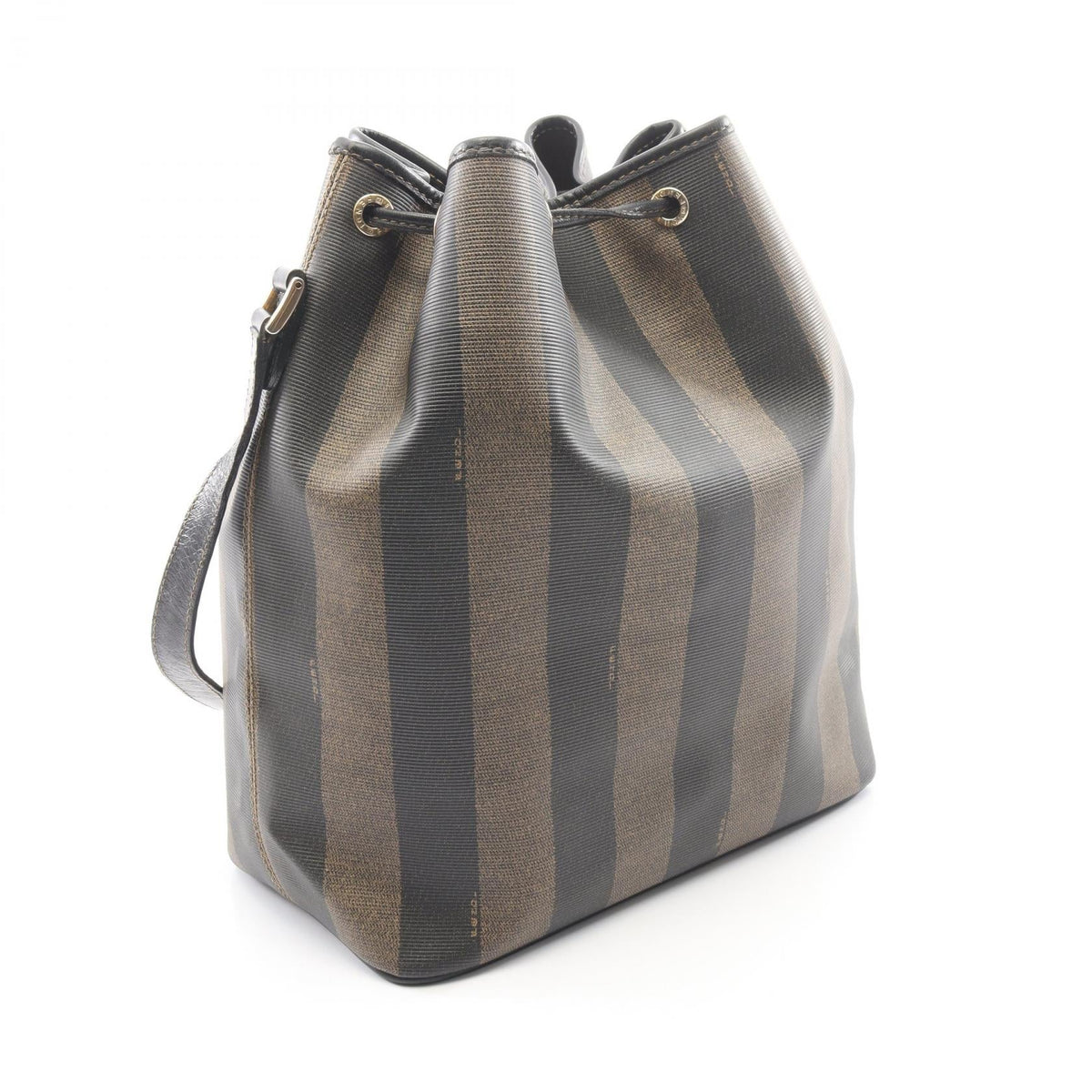 FENDI Pecan Shoulder Bag Brown/Black PVC coated canvas leather 13926 2101220083281