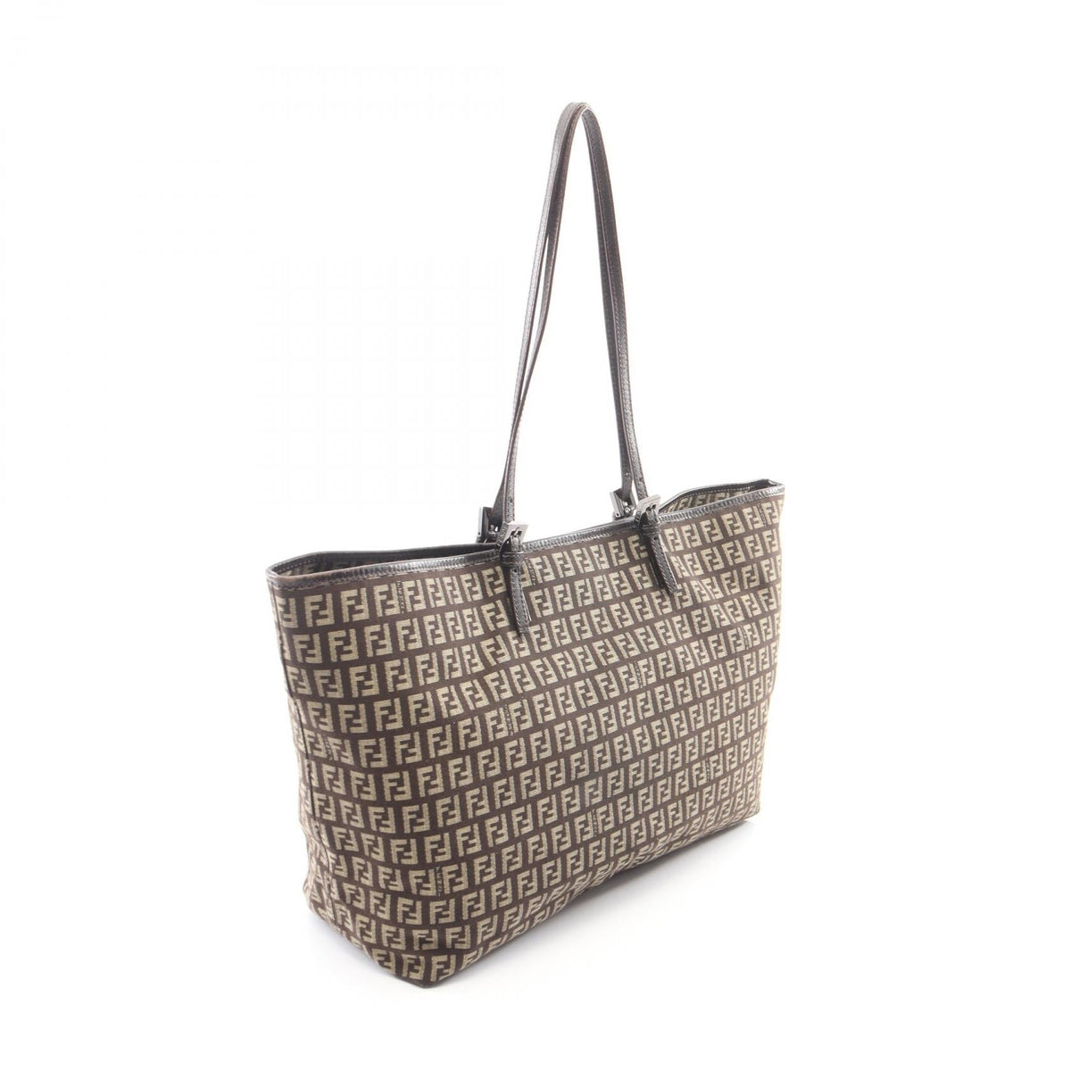 FENDI Zucchino Tote Bag Beige/Brown canvas leather 2101220083397