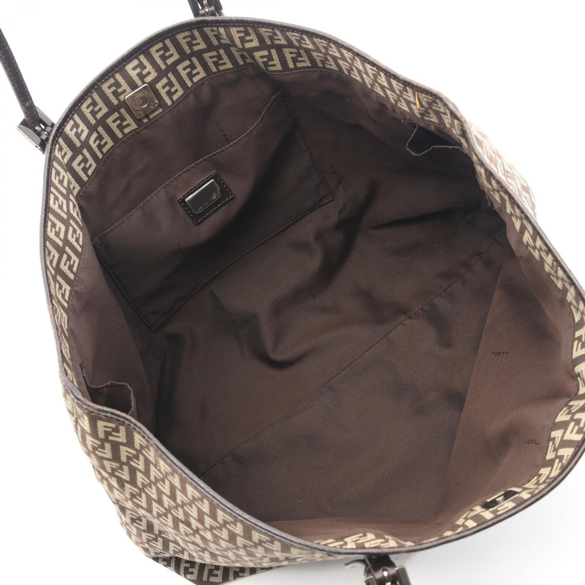 FENDI Zucchino Tote Bag Beige/Brown canvas leather 2101220083397