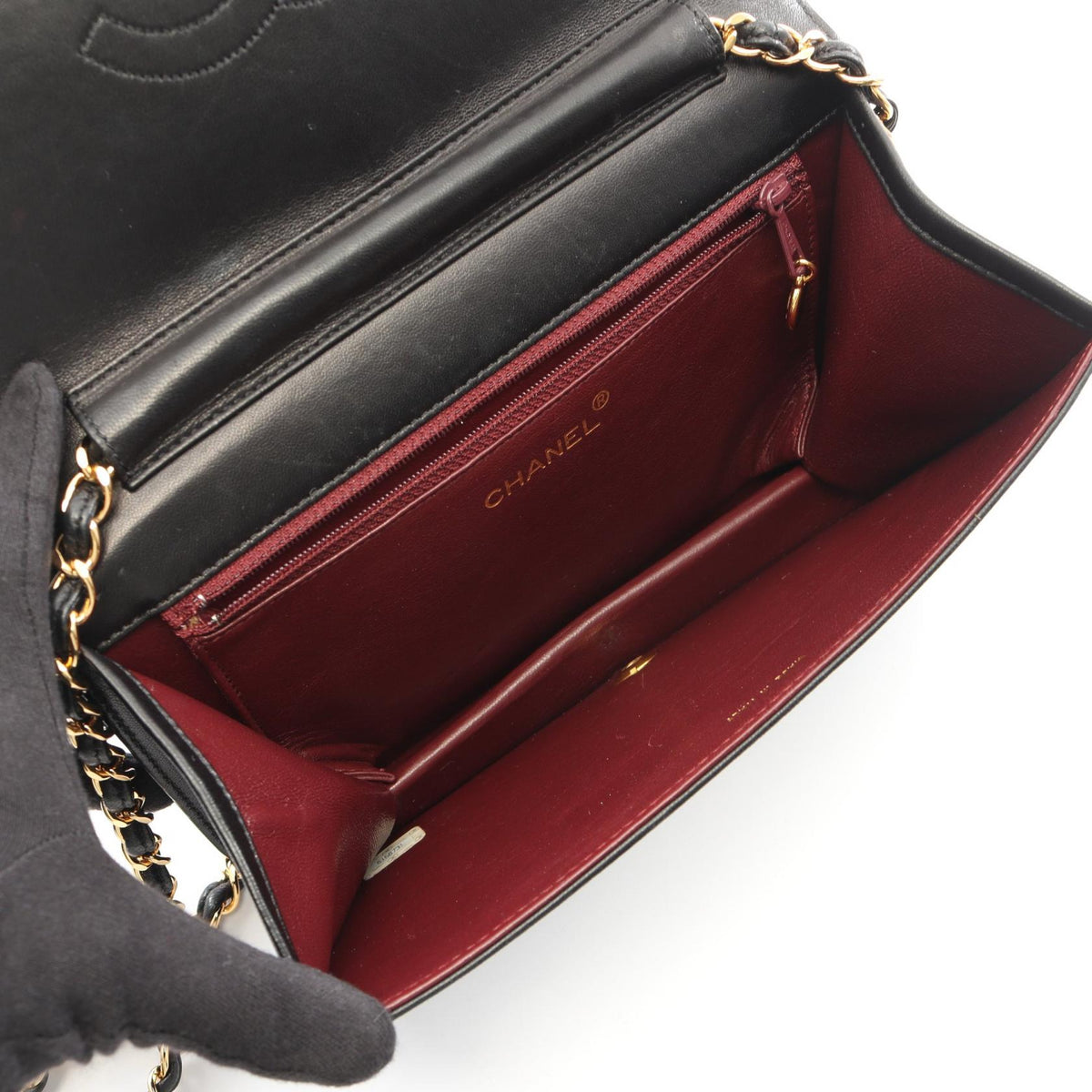 CHANEL Black Matelasse Full Flap Push Lock Lambskin (sheep leather) 2101220083564