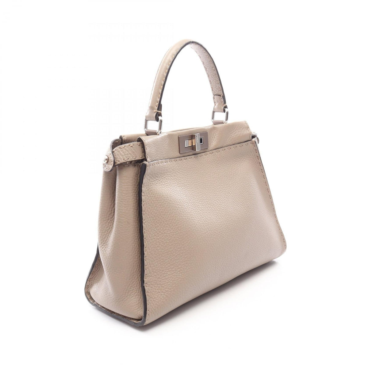 FENDI Peekaboo Regular 2WAY Handbag Beige leather 2101220082222