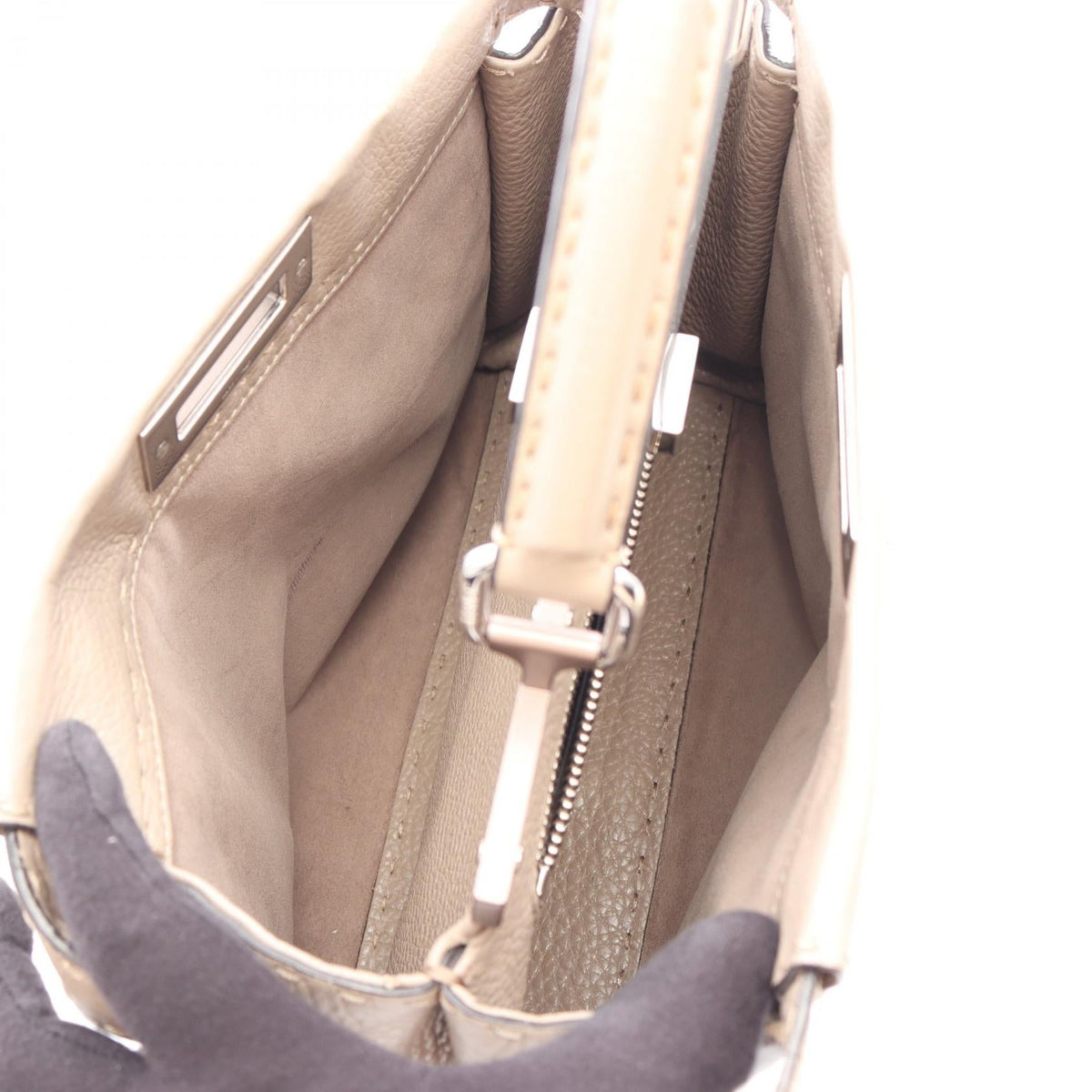 FENDI Peekaboo Regular 2WAY Handbag Beige leather 2101220082222