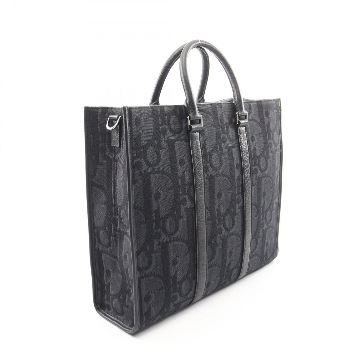 Dior Maxi Oblique East-West 2WAY Tote Bag Black canvas�leather 2101220082253