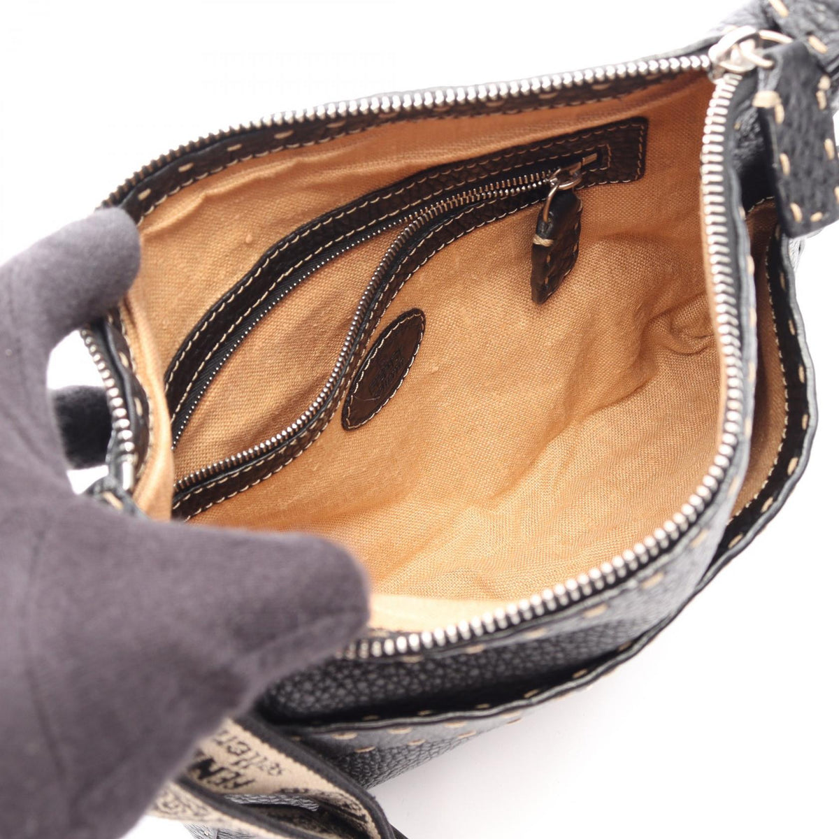FENDI Selleria Shoulder Bag Black leather 2101220082277
