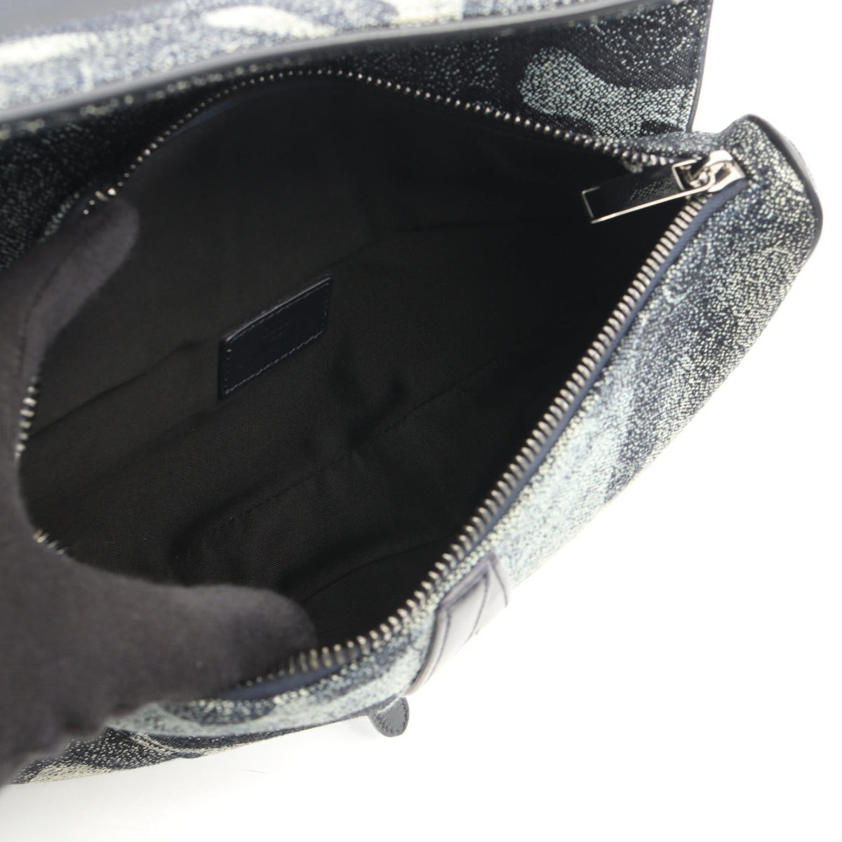 Dior DIOR   PETER DOIG saddle bag Waist bag Body bag Navy/Beige canvas leather 2101220082284