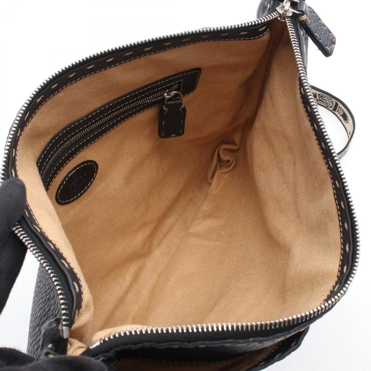 FENDI Selleria Shoulder Bag Black leather 8BT093 2101220082819