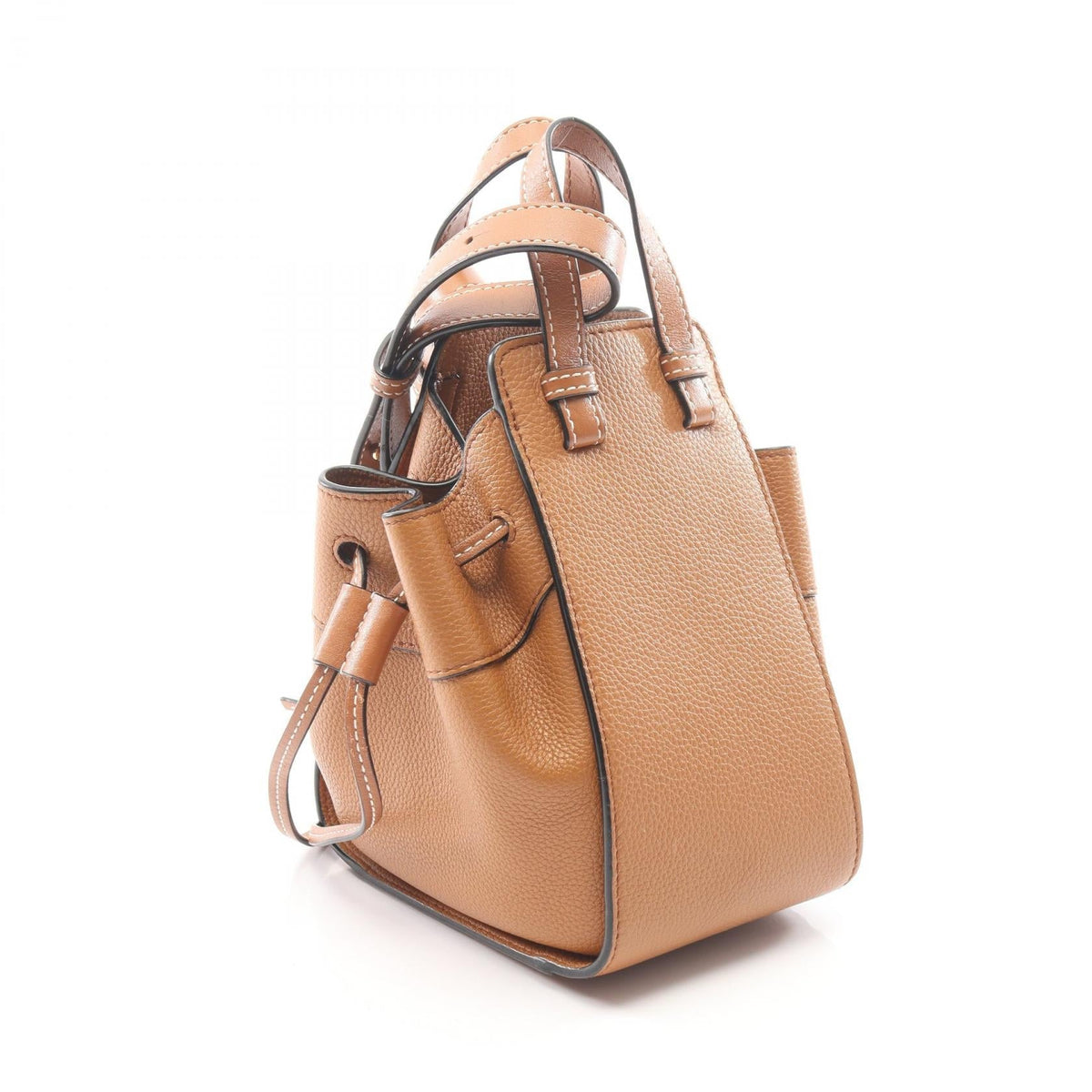 LOEWE Hammock Drawstring Bag Mini 2WAY Handbag Brown leather 2101220080327