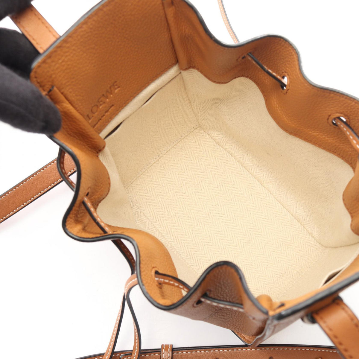 LOEWE Hammock Drawstring Bag Mini 2WAY Handbag Brown leather 2101220080327
