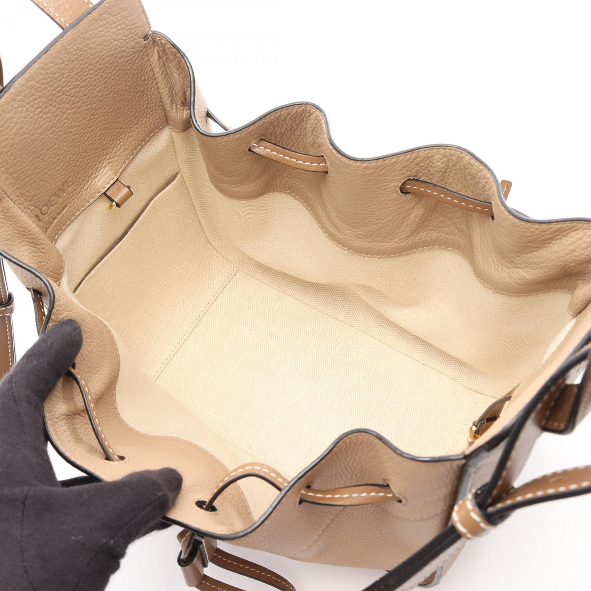 LOEWE HAMMOCK SMALL (2-Way Hammock) Handbag Beige/Brown leather 2101220080457