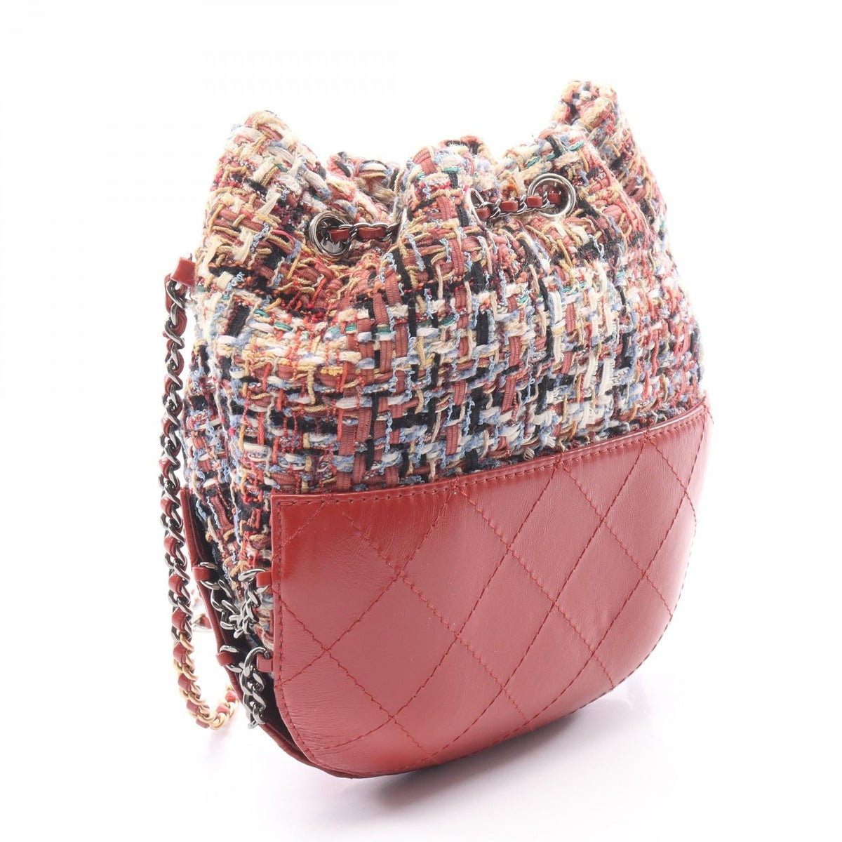 CHANEL Bordeaux/Multicolor Gabrielle de Drawstring Bag Fabric�leather 2106800639988