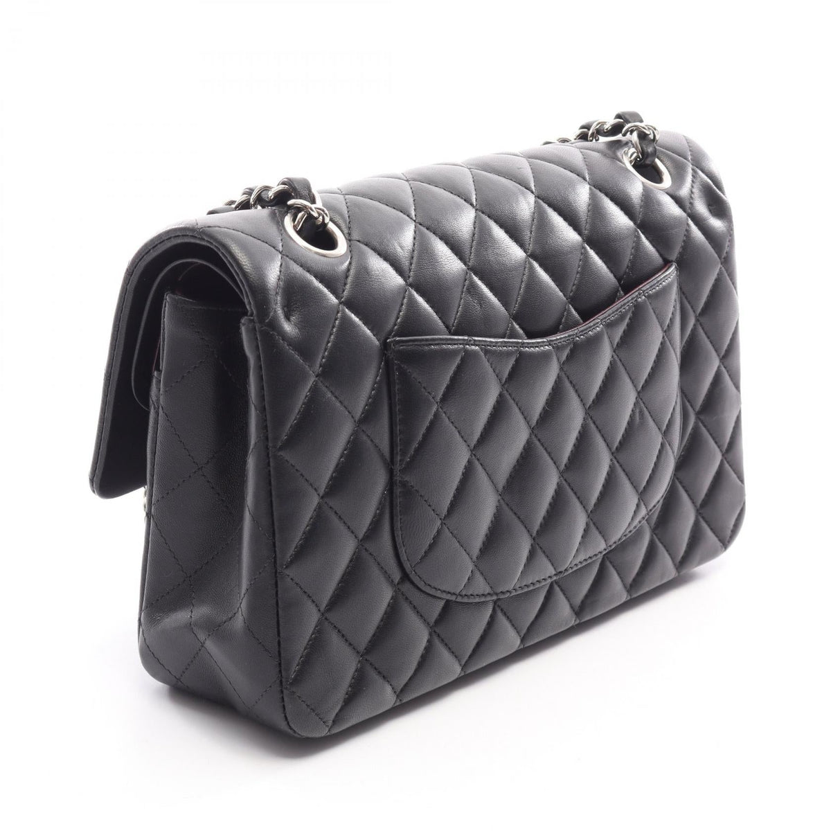 CHANEL Black Matelasse W flap Lambskin (sheep leather) A01112 2106800639773