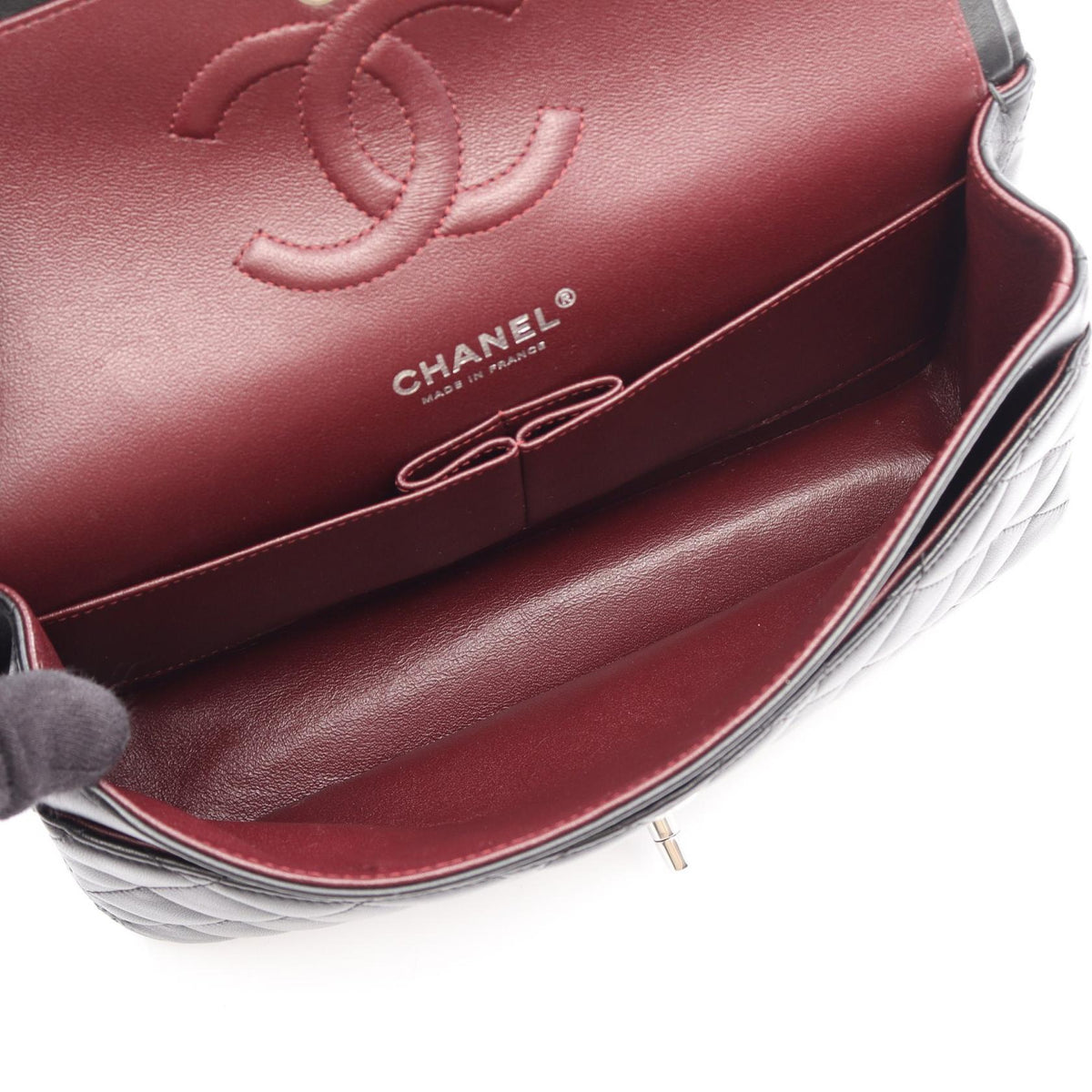 CHANEL Black Matelasse W flap Lambskin (sheep leather) A01112 2106800639773