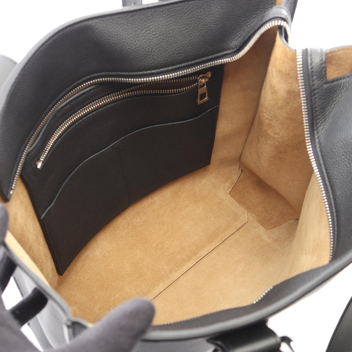 LOEWE Buckle Horizontal Anagram Tote Bag Black leather 2101220078430