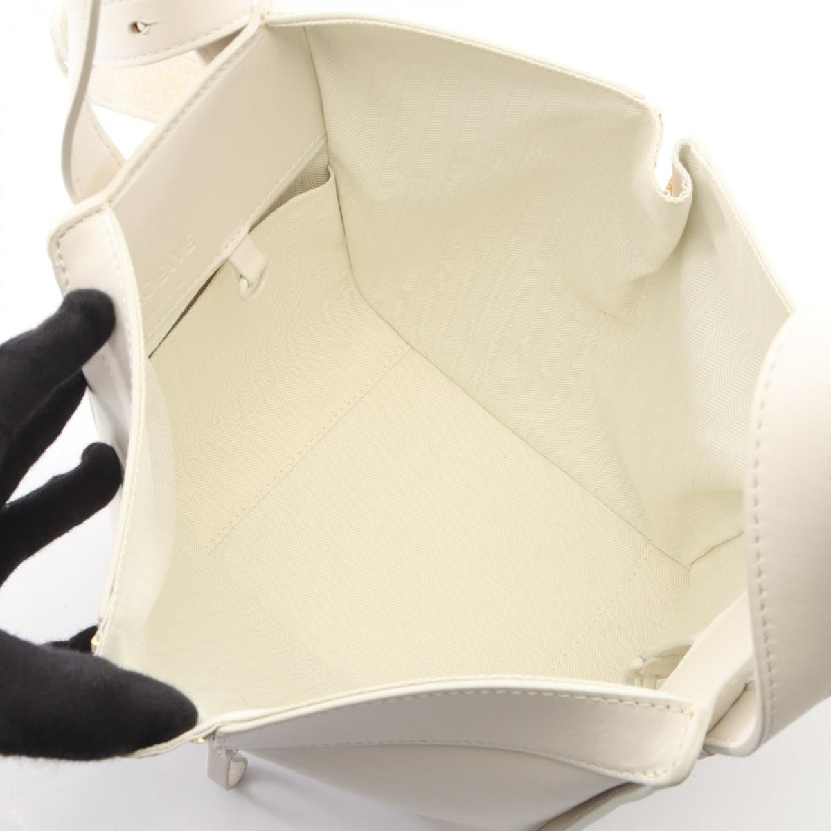 LOEWE Hammock Bag Compact 2-Way Handbag White leather 2101220079956
