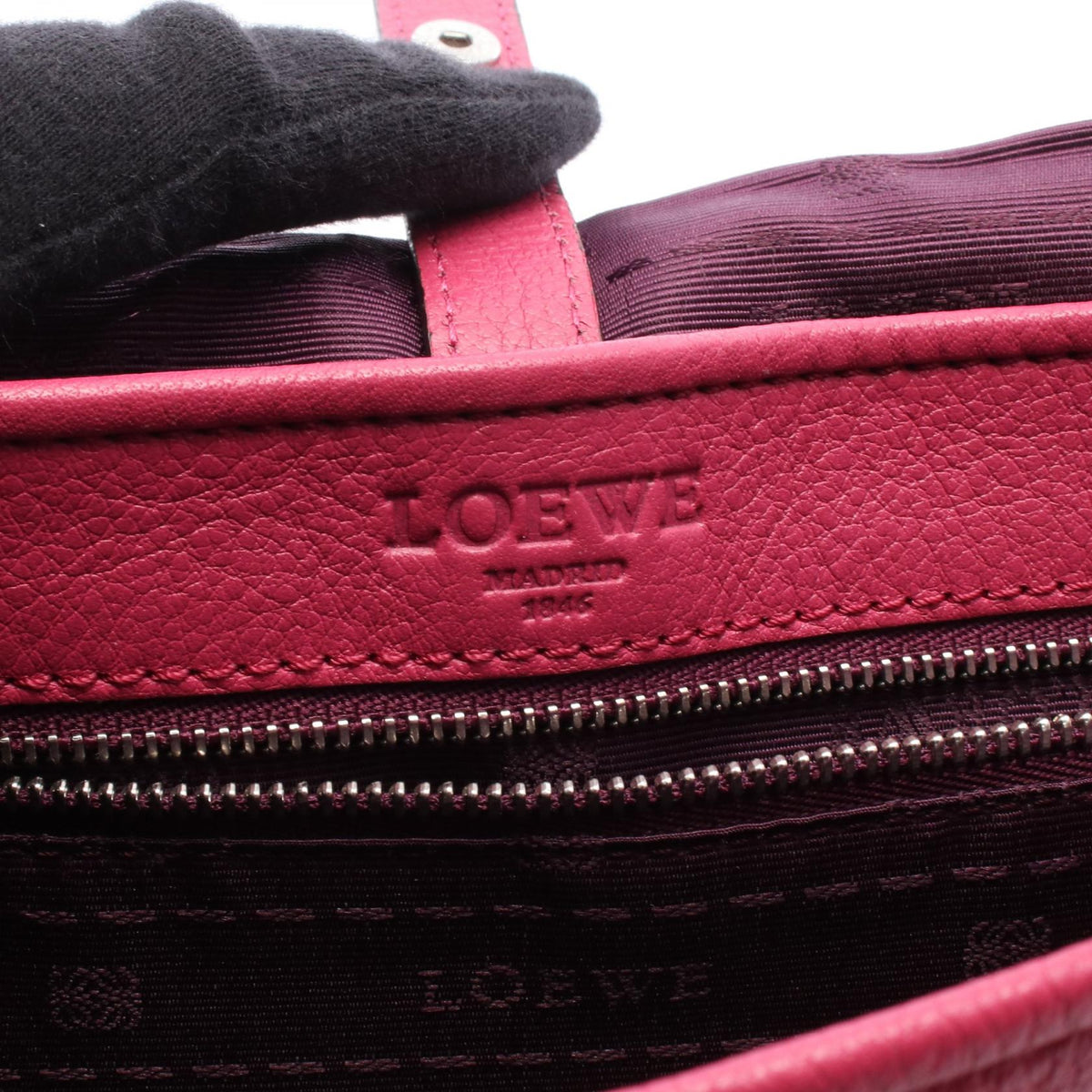 LOEWE Heritage Satchel Shoulder Bag Pink leather 2101220080068
