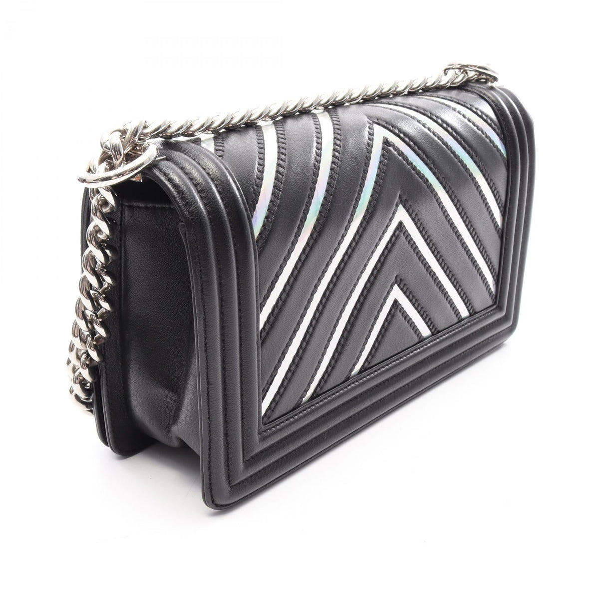 CHANEL Black Boy Chanel Chevron V-stitch Hologram Lambskin (sheep leather) 2101220080136