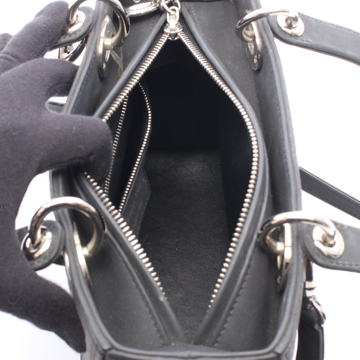 Dior LADY DIOR Christian Dior Cannage 2WAY Handbag Black leather 2101220080150