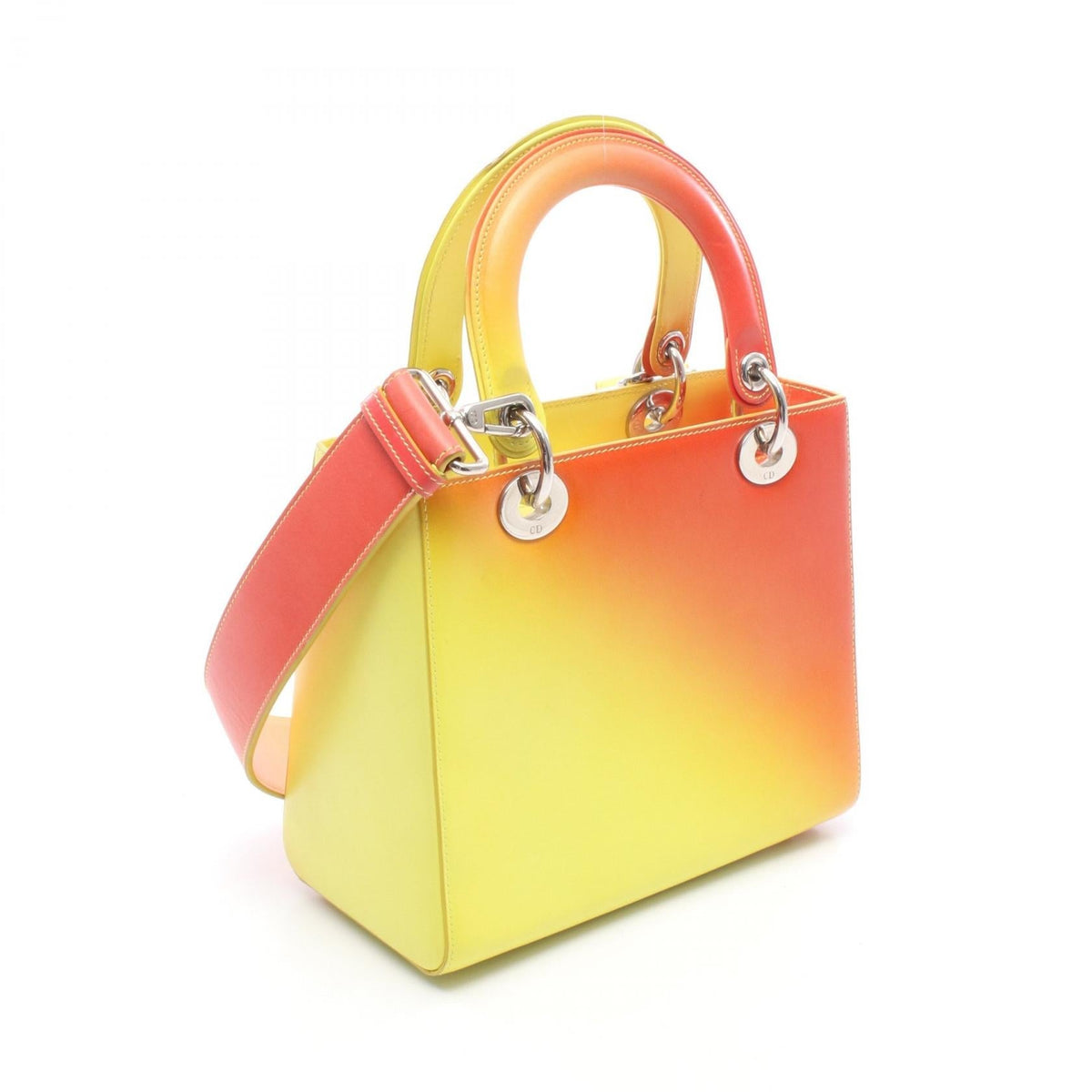 Dior LADY DIOR Christian Dior Gradient 2-Way Handbag Orange/Yellow leather 2101220080167
